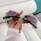 Diamond studded crystal frameless UV resistant sunglasses