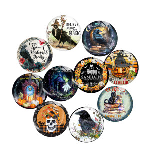 20MM 10Pcs/lot Halloween  Print glass snap button charms