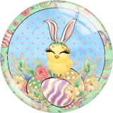 20MM 10Pcs/lot Rabbit Easter Print glass snap button charms