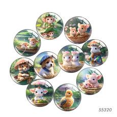 20MM 10pcs/lot animal Print glass snap button charms