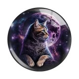 20MM 10pcs/lot cat Print glass snap button charms