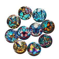 20MM 10Pcs/lot butterfly Print glass snap button charms