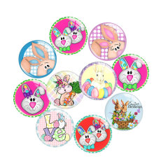 20MM 10Pcs/lot Easter Bunny Print glass snap button charms
