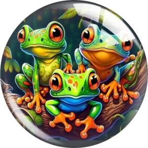 20MM 10pcs/lot frog Print glass snap button charms