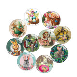 20MM 10pcs/lot  happy easter rabbit Print glass snap button charms