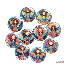 20MM 10pcs/lot Girl Angel Wings Cartoon  glass snap button charms