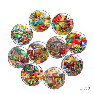20MM 10pcs/lot Colorful grocery store Print glass snap button charms