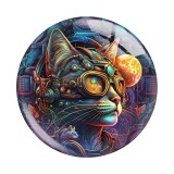 20MM 10pcs/lot cat Print glass snap button charms