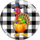 20MM 10Pcs/lot Turkey Thanksgiving Print glass snap button charms