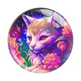 20MM 10pcs/lot cat Print glass snap button charms
