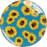 20MM 10Pcs/lot  sunflower Print glass snaps buttons  DIY jewelry