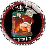 20MM 10Pcs/lot Christmas Print glass snap button charms