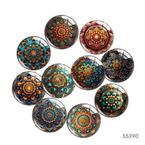 20MM 10pcs/lot Mandala pattern Print glass snap button charms