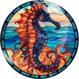 20MM 10Pcs/lot marine organism Print glass snap button charms