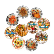 20MM 10Pcs/lot Thanksgiving  Print glass snaps buttons  DIY jewelry