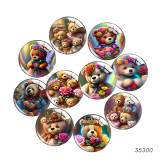 20MM 10pcs/lot Little Bear Print glass snap button charms