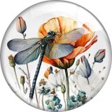 20MM 10pcs/lot dragonfly glass snap button charms