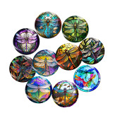 20MM 10Pcs/lot dragonfly Print glass snap button charms