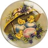 20MM 10pcs/lot  happy easter rabbit Print glass snap button charms