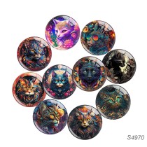 20MM 10pcs/lot cat Print glass snap button charms