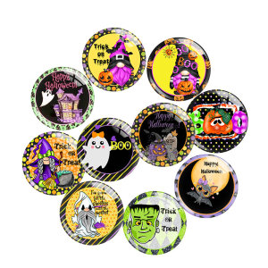 20MM 10Pcs/lot Halloween Print glass snap button charms