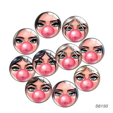 20MM 10pcs/lot Doll Matryoshka Girl Face mask glass snap button charms