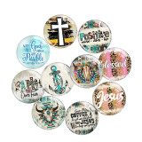 20MM 10Pcs/lot mom blessed cross Print glass snaps buttons  DIY jewelry