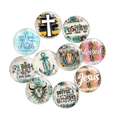 20MM 10Pcs/lot mom blessed cross Print glass snaps buttons  DIY jewelry