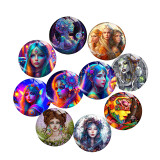 20MM 10Pcs/lot Goddess Elf Print glass snap button charms