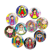 20MM 10Pcs/lot Cartoon girl  Russian dolls  Print glass snap button charms