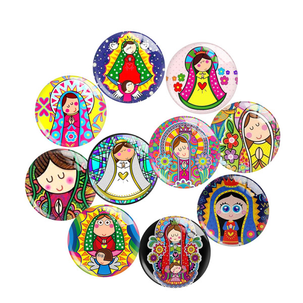 20MM 10Pcs/lot Cartoon girl  Russian dolls  Print glass snap button charms
