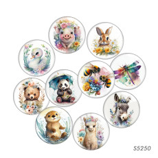 20MM 10pcs/lot animal Print glass snap button charms