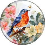20MM 10pcs/lot bird Print glass snap button charms