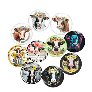 20MM 10Pcs/lot Cow Print glass snap button charms