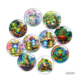 20MM 10pcs/lot frog Print glass snap button charms