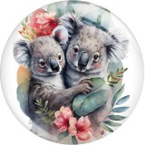 20MM 10pcs/lot Cartoon raccoon dinosaur, little elephant, squirrel  Print glass snap button charms