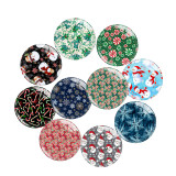 20MM 10Pcs/lot Christmas Print glass snaps buttons  DIY jewelry