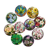 20MM 10Pcs/lot botany Print glass snap button charms