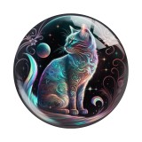 20MM 10pcs/lot cat Print glass snap button charms