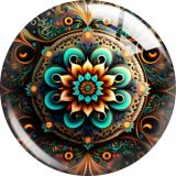 20MM 10pcs/lot Mandala pattern Print glass snap button charms