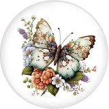 20MM 10pcs/lot color  Butterfly Print glass snap button charms
