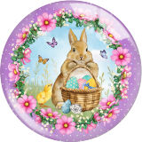 20MM 10Pcs/lot Rabbit Easter Print glass snap button charms