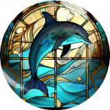 20MM 10Pcs/lot dolphin Print glass snap button charms