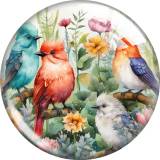 20MM 10pcs/lot bird Print glass snap button charms
