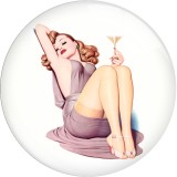 20MM 10Pcs/lot Pinup Girls Sexy Women glass snap button charms
