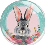 20MM 10pcs/lot  happy easter rabbit Print glass snap button charms
