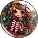 20MM 10pcs/lot Christmas Cartoon  glass snap button charms