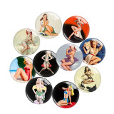 20MM 10Pcs/lot Pinup Girls Sexy Women glass snap button charms