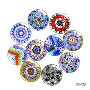 20MM 10pcs/lot Colorful  glazed flowers patterns Print glass snap button charms