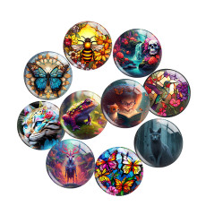 20MM 10Pcs/lot animal Print glass snaps buttons  DIY jewelry